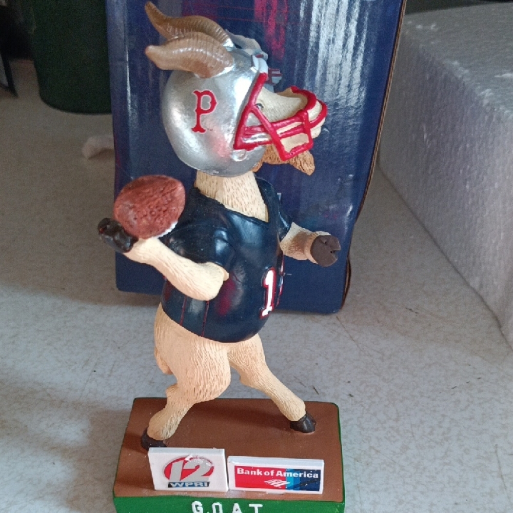 GOAT Football Bobblehead with Silver and Black Helmet Tom Brady